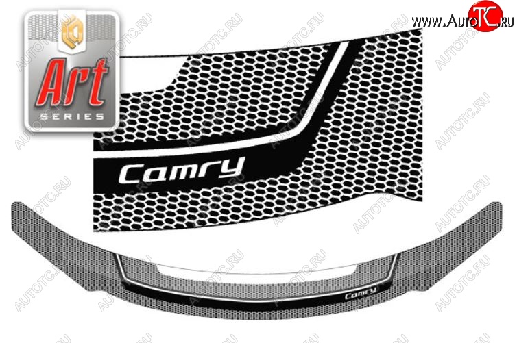 2 479 р. Дефлектор капота CA-Plastiс  Toyota Camry  XV55 (2014-2018) 1-ый рестайлинг, 2-ой рестайлинг (Серия Art белая)  с доставкой в г. Кемерово