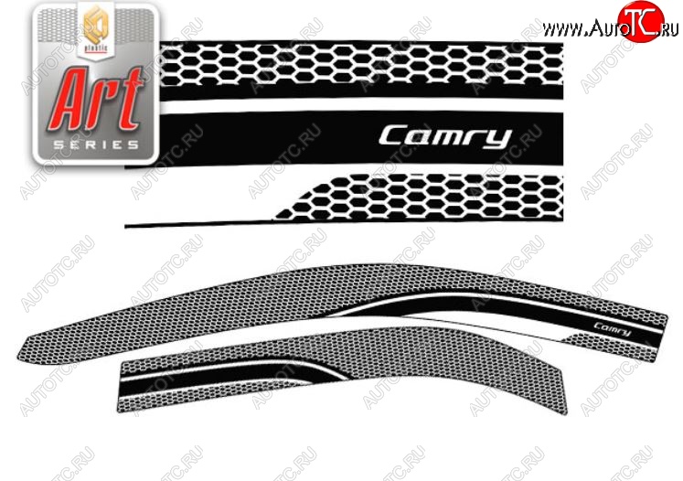 2 479 р. Дефлектора окон CA-Plastic  Toyota Camry  XV55 (2014-2018) 1-ый рестайлинг, 2-ой рестайлинг (Серия Art черная, Без хром.молдинга)  с доставкой в г. Кемерово