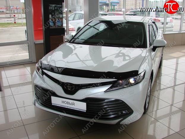 3 299 р. Дефлектор капота SIM Toyota Camry XV70 дорестайлинг (2017-2021)  с доставкой в г. Кемерово