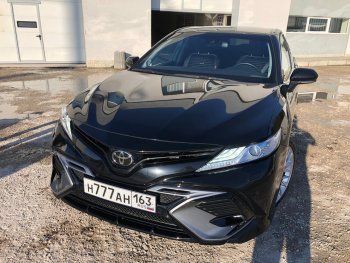 14 699 р. Накладка переднего бампера Yurol Toyota Camry XV70 дорестайлинг (2017-2021) (Неокрашенная)  с доставкой в г. Кемерово. Увеличить фотографию 3