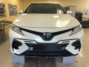 14 699 р. Накладка переднего бампера Yurol Toyota Camry XV70 дорестайлинг (2017-2021) (Неокрашенная)  с доставкой в г. Кемерово. Увеличить фотографию 5