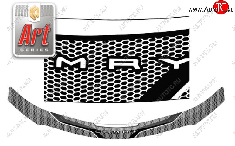 2 399 р. Дефлектор капота CA-Plastiс  Toyota Camry  XV70 (2017-2021) дорестайлинг (Серия Art белая)  с доставкой в г. Кемерово