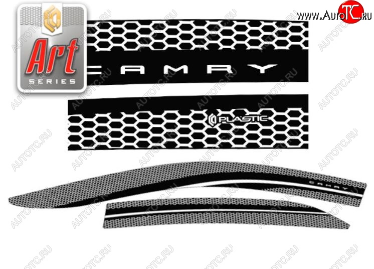 2 479 р. Дефлектора окон CA-Plastic  Toyota Camry  XV70 (2017-2021) дорестайлинг (Серия Art черная, Без хром.молдинга)  с доставкой в г. Кемерово