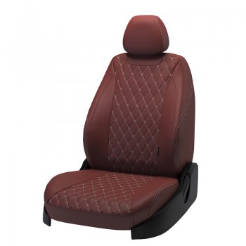 Чехлы для сидений Lord Autofashion Байрон (экокожа) Toyota Camry XV70 дорестайлинг (2017-2021) (Коричневый, вставка коричневая, строчка бежевая)