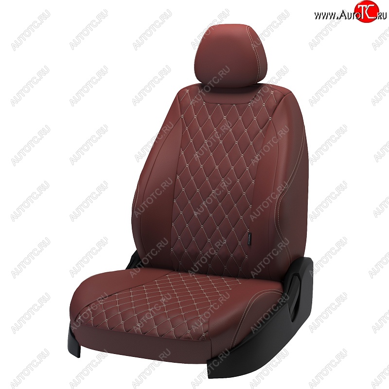 13 649 р. Чехлы для сидений Lord Autofashion Байрон (экокожа) Toyota Camry XV70 дорестайлинг (2017-2021) (Коричневый, вставка коричневая, строчка бежевая)  с доставкой в г. Кемерово