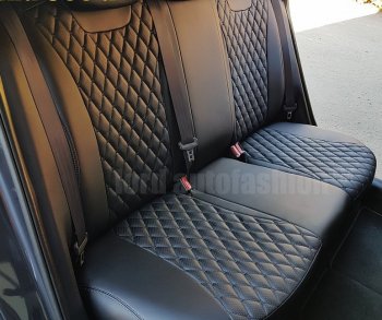 19 649 р. Чехлы для сидений Lord Autofashion Байрон (экокожа) Toyota Camry XV55 1-ый рестайлинг (2014-2017) (Чёрный, вставка чёрная, строчка чёрная)  с доставкой в г. Кемерово. Увеличить фотографию 4