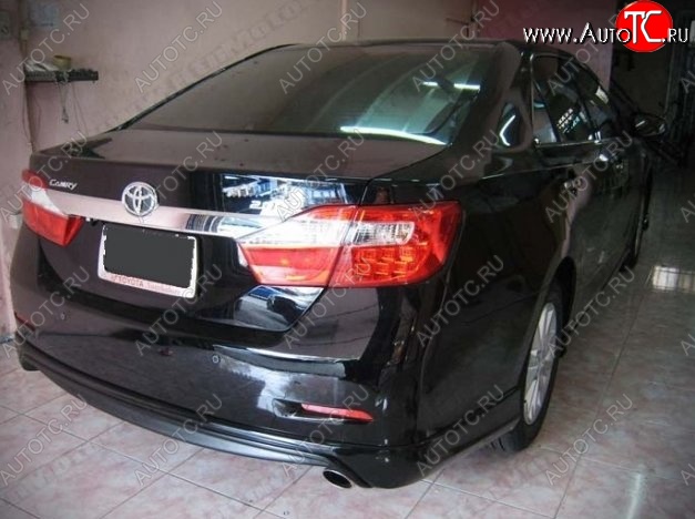 3 789 р. Накладка на задний бампер CT Toyota Camry XV50 дорестайлинг (2011-2014) (Неокрашенная)  с доставкой в г. Кемерово