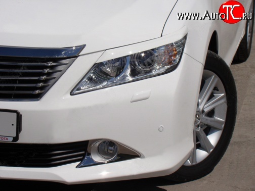 1 149 р. Реснички на фары Sport  Toyota Camry  XV50 (2011-2014) дорестайлинг (Неокрашенные)  с доставкой в г. Кемерово