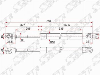 929 р. Упор капота SAT (газовый, LH=RH)  Toyota Camry ( XV50,  XV55) (2011-2018) дорестайлинг, 1-ый рестайлинг, 2-ой рестайлинг  с доставкой в г. Кемерово. Увеличить фотографию 1