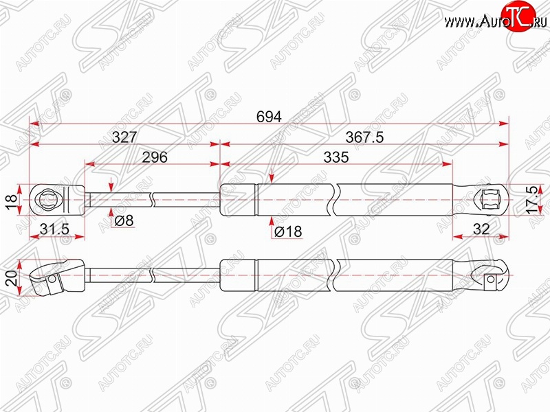 929 р. Упор капота SAT (газовый, LH=RH)  Toyota Camry ( XV50,  XV55) (2011-2018) дорестайлинг, 1-ый рестайлинг, 2-ой рестайлинг  с доставкой в г. Кемерово