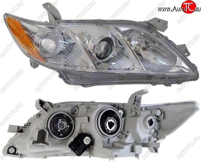 5 949 р. Правая фара SAT (желтый габарит) Toyota Camry XV40 дорестайлинг (2006-2008)  с доставкой в г. Кемерово
