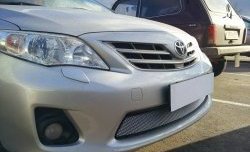 1 539 р. Сетка на бампер Russtal (хром)  Toyota Corolla  E150 (2009-2013) седан рестайлинг  с доставкой в г. Кемерово. Увеличить фотографию 2