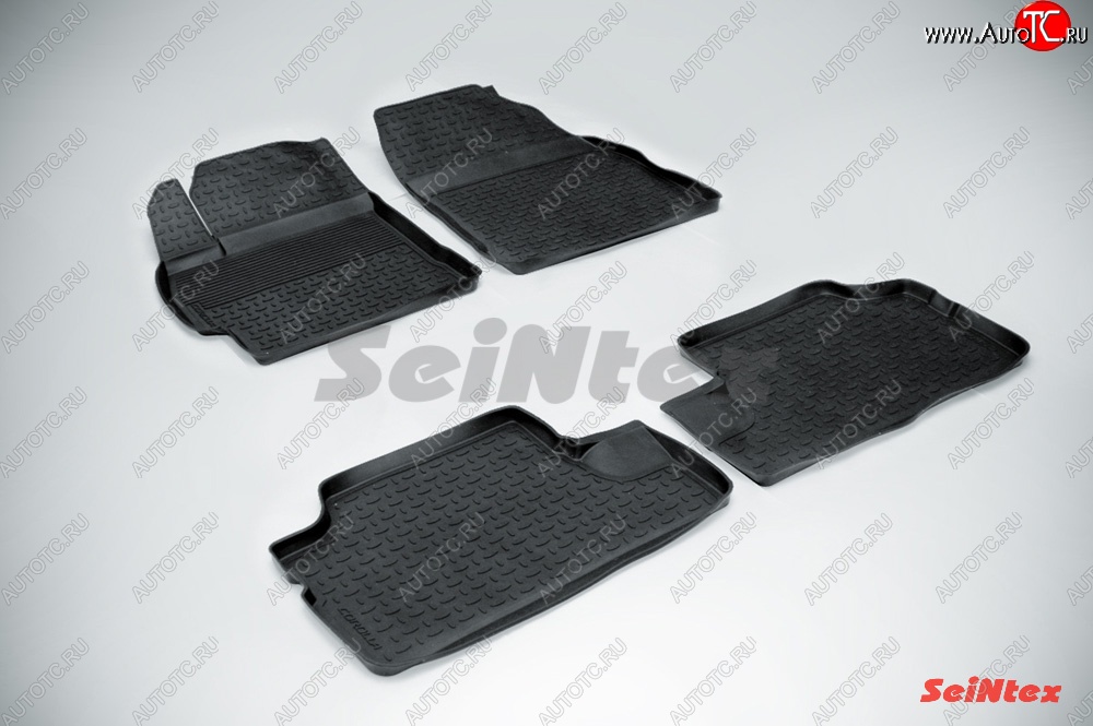 1 749 р. Износостойкие коврики в салон с высоким бортом SeiNtex Premium 4 шт. (резина)  Toyota Corolla  E150 (2006-2010) седан дорестайлинг  с доставкой в г. Кемерово