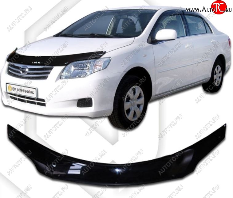 2 969 р. Дефлектор капота (E141) CA-Plastiс Toyota Corolla Axio (E140) седан дорестайлинг (2006-2008) (Classic черный, Без надписи)  с доставкой в г. Кемерово