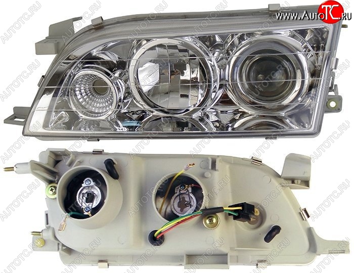 3 099 р. Левая фара SAT (хрусталь, линза) Toyota Corolla E100 универсал (1991-2002)  с доставкой в г. Кемерово