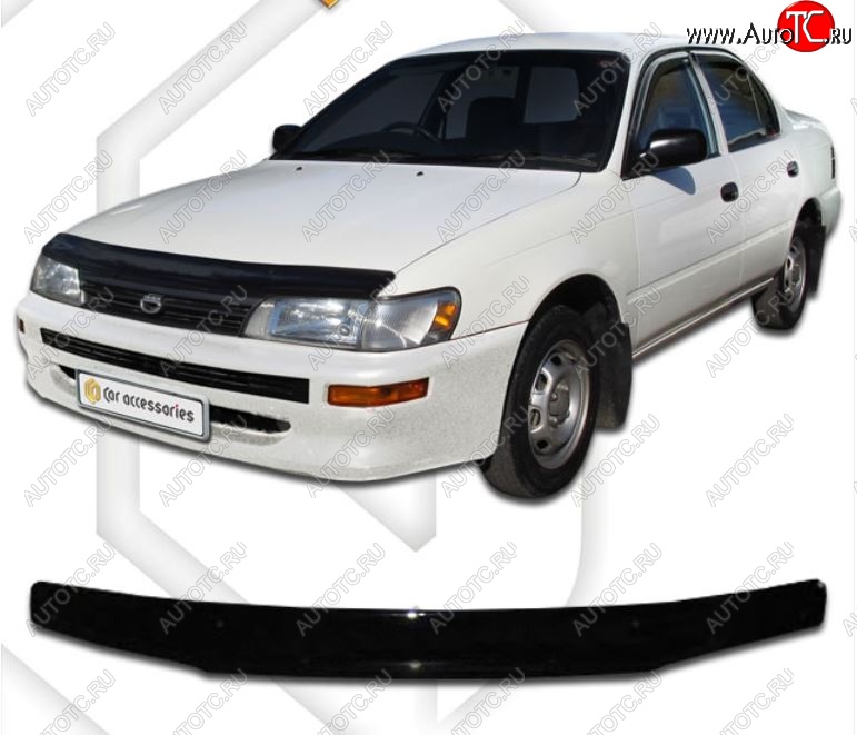 2 079 р. Дефлектор капота CA-Plastiс  Toyota Corolla  E110 (1991-1995) седан дорестайлинг (Classic черный, Без надписи)  с доставкой в г. Кемерово
