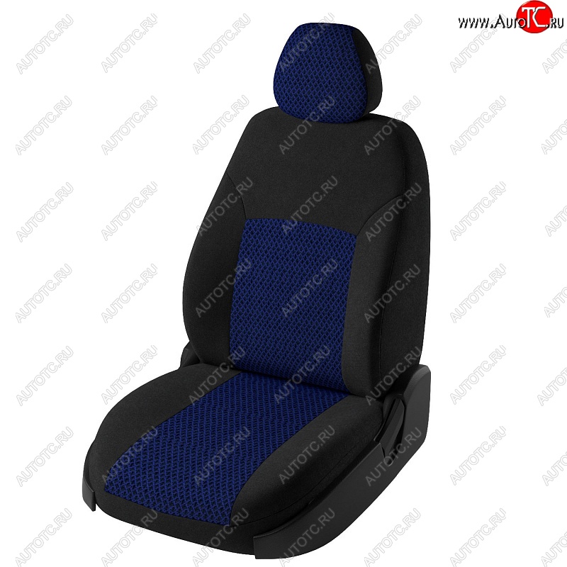6 249 р. Чехлы для сидений Дублин (жаккард)  Toyota Corolla ( E150,  E140) (2006-2013) седан дорестайлинг, седан рестайлинг (Черный, вставка Рогожка - синий)  с доставкой в г. Кемерово