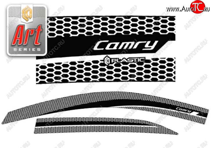2 299 р. Дефлектора окон CA-Plastic  Toyota Camry  XV40 (2009-2011) рестайлинг (Серия Art серебро, Без хром.молдинга, Крепление только на скотч)  с доставкой в г. Кемерово