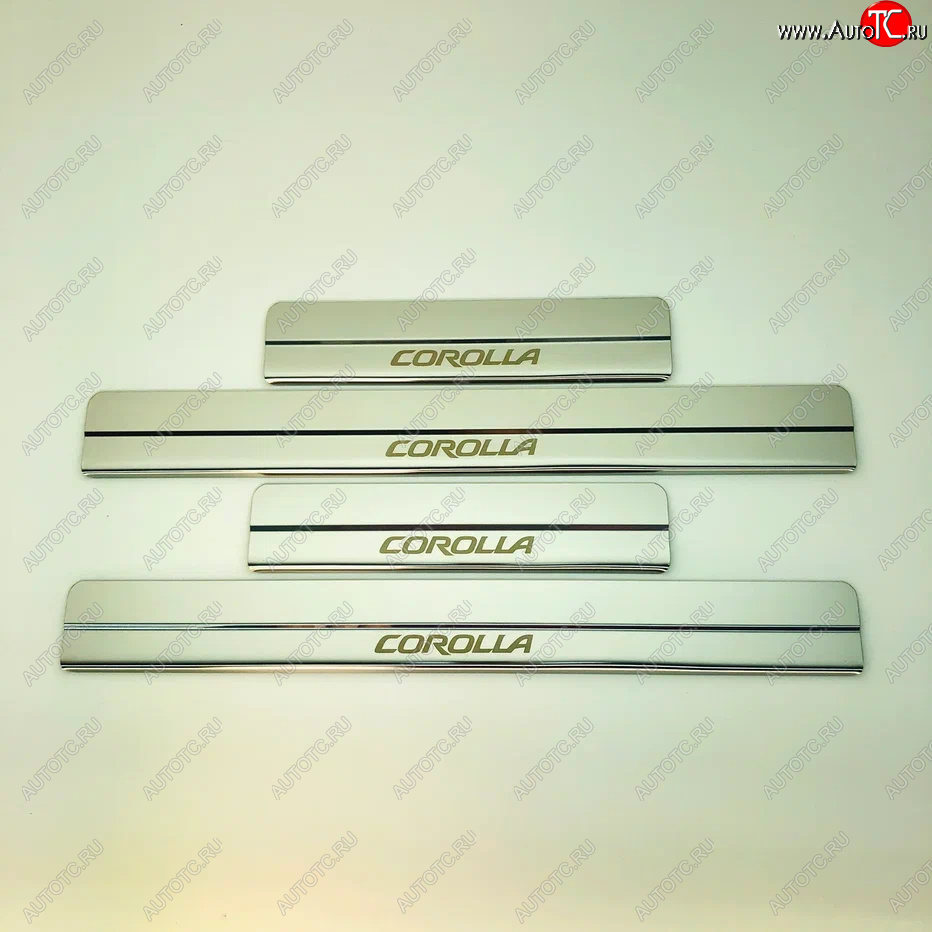 2 199 р. Накладки порожков салона INOX Toyota Corolla E210 хэтчбэк 5 дв. дорестайлинг (2018-2022) (Нержавеющая сталь)  с доставкой в г. Кемерово