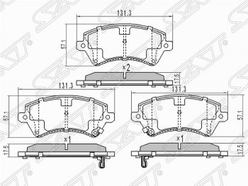 Колодки тормозные (передние) SAT Toyota Corolla Fielder  E120 (2000-2006) универсал дорестайлинг, универсал 1-ый рестайлинг, универсал 2-ой рестайлинг