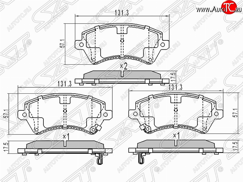 1 079 р. Колодки тормозные (передние) SAT  Toyota Corolla Fielder  E120 (2000-2006) универсал дорестайлинг, универсал 1-ый рестайлинг, универсал 2-ой рестайлинг  с доставкой в г. Кемерово