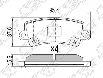 579 р. Колодки тормозные SAT (задние)  Toyota Corolla Fielder  E120 (2000-2006) универсал дорестайлинг, универсал 1-ый рестайлинг, универсал 2-ой рестайлинг  с доставкой в г. Кемерово. Увеличить фотографию 1