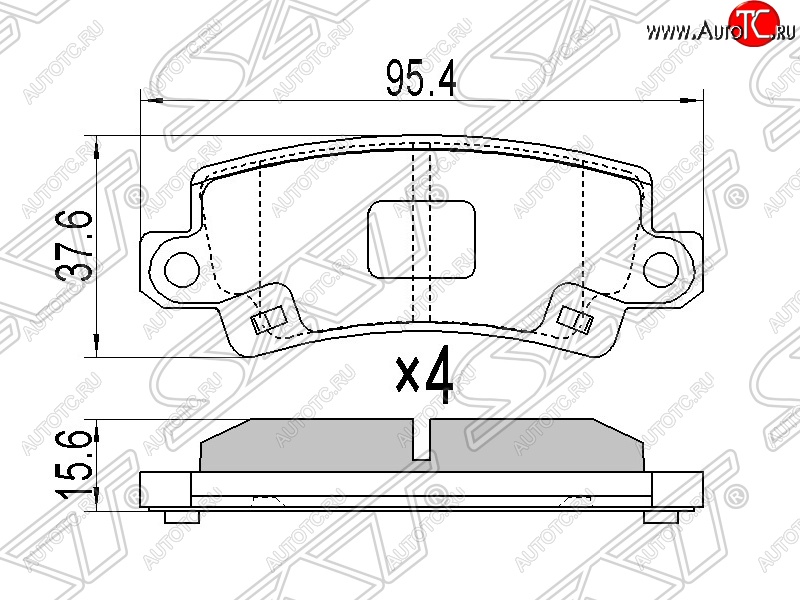 579 р. Колодки тормозные SAT (задние)  Toyota Corolla Fielder  E120 (2000-2006) универсал дорестайлинг, универсал 1-ый рестайлинг, универсал 2-ой рестайлинг  с доставкой в г. Кемерово