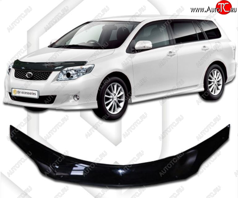 2 199 р. Дефлектор капота CA-Plastiс  Toyota Corolla Fielder  E140 (2006-2012) универсал дорестайлинг, универсал рестайлинг (Classic черный, Без надписи)  с доставкой в г. Кемерово