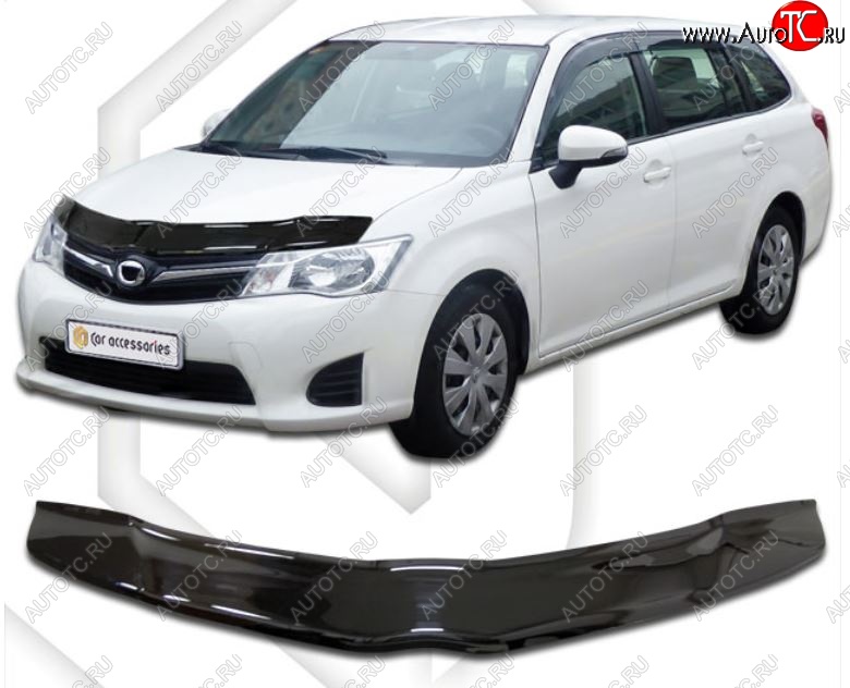 2 199 р. Дефлектор капота CA-Plastiс Toyota Corolla Fielder E160 универсал дорестайлинг (2012-2015) (Classic черный, Без надписи)  с доставкой в г. Кемерово