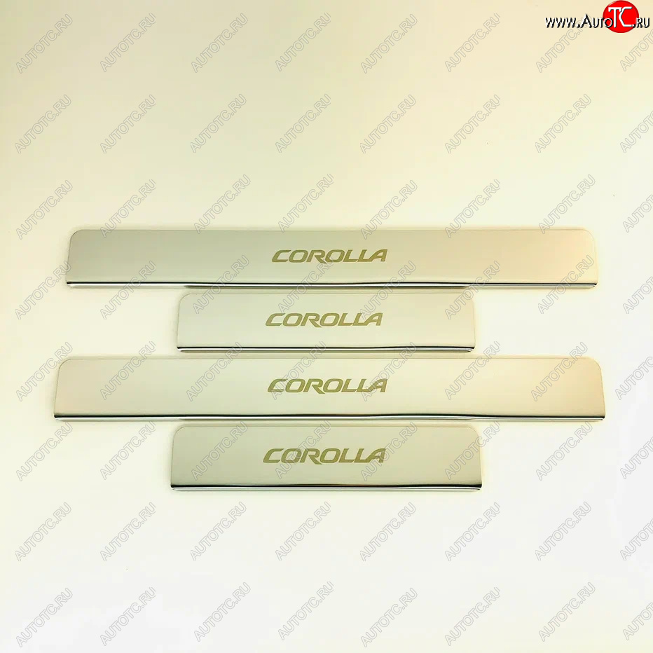 2 179 р. Накладки порожков салона INOX  Toyota Corolla  E170 (2012-2019) дорестайлинг, рестайлинг (Нержавеющая сталь)  с доставкой в г. Кемерово