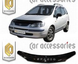 2 799 р. Дефлектор капота CA-Plastic Toyota Corolla Spacio E110 дорестайлинг (1997-1999) (серия Classic черный, Без надписи)  с доставкой в г. Кемерово. Увеличить фотографию 2