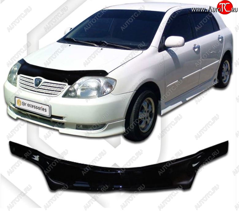 2 299 р. Дефлектор капота CA-Plastiс  Toyota Allex  E12# (2002-2004) рестайлинг (Classic черный, Без надписи)  с доставкой в г. Кемерово