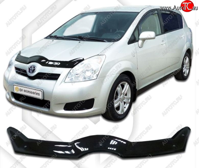 2 799 р. Дефлектор капота CA-Plastiс Toyota Corolla Verso AR10 (2004-2009) (Classic черный, Без надписи)  с доставкой в г. Кемерово