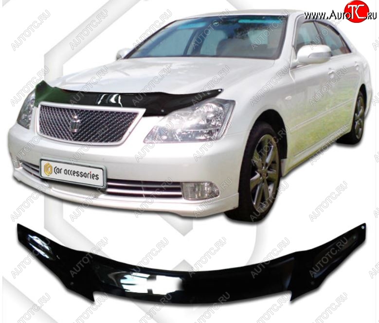 2 399 р. Дефлектор капота CA-Plastiс  Toyota Crown  S180 (2005-2008) седан рестайлинг (Classic черный, Без надписи)  с доставкой в г. Кемерово