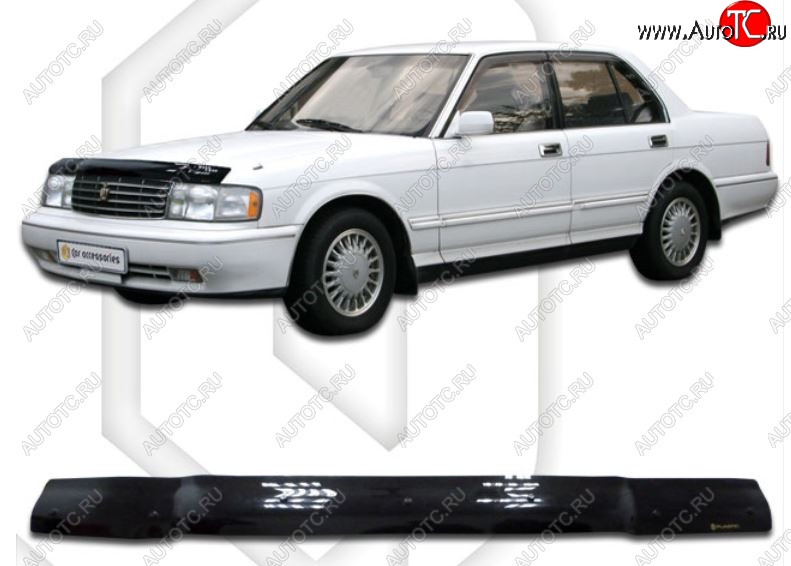 2 079 р. Дефлектор капота CA-Plastiс  Toyota Crown  S130 (1991-1999) седан 2-ой рестайлинг (Classic черный, Без надписи)  с доставкой в г. Кемерово