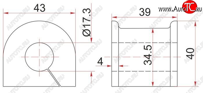 201 р. Резиновая втулка заднего стабилизатора (D=17.3) SAT Toyota Crown S150 седан дорестайлинг (1995-1997)  с доставкой в г. Кемерово