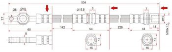 Тормозной шланг SAT (левый/правый) Toyota Crown  S130 (1991-1999) седан 2-ой рестайлинг, универсал 2-ой рестайлинг