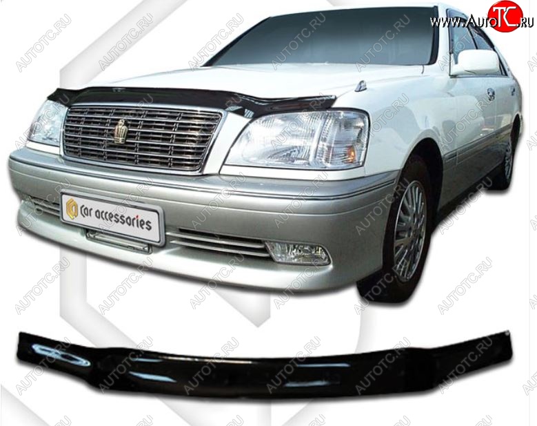2 079 р. Дефлектор капота CA-Plastiс  Toyota Crown  S170 (1999-2003) седан (серия Classic черный, Без надписи)  с доставкой в г. Кемерово