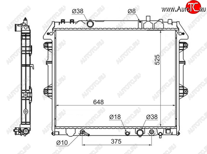 5 599 р. Радиатор двигателя SAT Toyota Hilux AN20,AN30  2-ой рестайлинг (2011-2016)  с доставкой в г. Кемерово