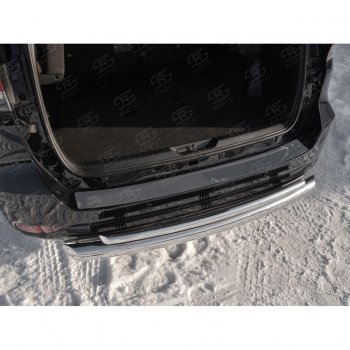1 999 р. Накладка на задний бампер (лист нерж зеркальный) Russtal Toyota Fortuner AN160 дорестайлинг (2015-2020)  с доставкой в г. Кемерово. Увеличить фотографию 3