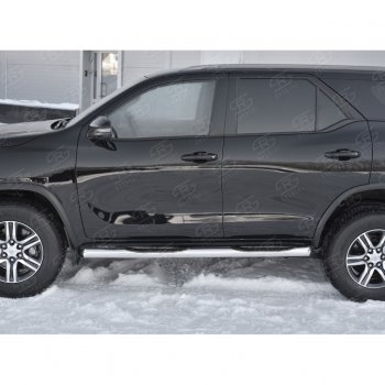 24 549 р. Пороги труба d76 с накладкой (v1) SLITKOFF  Toyota Fortuner  AN160 (2015-2025) дорестайлинг, рестайлинг  с доставкой в г. Кемерово. Увеличить фотографию 2