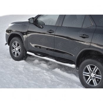 24 549 р. Пороги труба d76 с накладкой (v1) SLITKOFF  Toyota Fortuner  AN160 (2015-2025) дорестайлинг, рестайлинг  с доставкой в г. Кемерово. Увеличить фотографию 4