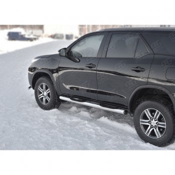 22 549 р. Пороги труба d76 с накладкой (v2) SLITKOFF Toyota Fortuner AN160 рестайлинг (2020-2025)  с доставкой в г. Кемерово. Увеличить фотографию 2