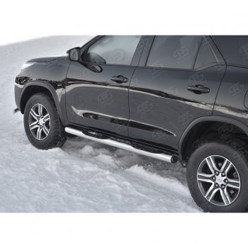 22 549 р. Пороги труба d76 с накладкой (v2) SLITKOFF Toyota Fortuner AN160 рестайлинг (2020-2025)  с доставкой в г. Кемерово. Увеличить фотографию 3