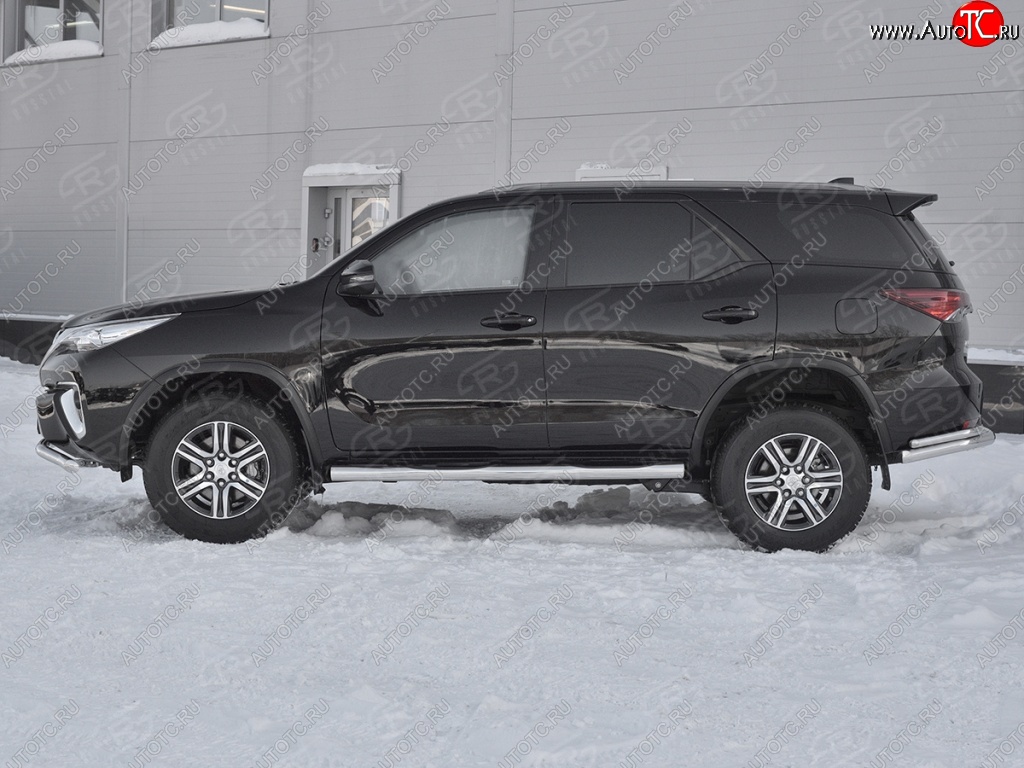 22 549 р. Пороги труба d76 с накладкой (v2) SLITKOFF Toyota Fortuner AN160 рестайлинг (2020-2025)  с доставкой в г. Кемерово
