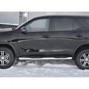 24 549 р. Пороги труба d76 с накладкой (v3) SLITKOFF  Toyota Fortuner  AN160 (2015-2025) дорестайлинг, рестайлинг  с доставкой в г. Кемерово. Увеличить фотографию 2