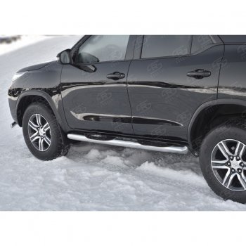 24 549 р. Пороги труба d76 с накладкой (v3) SLITKOFF  Toyota Fortuner  AN160 (2015-2025) дорестайлинг, рестайлинг  с доставкой в г. Кемерово. Увеличить фотографию 4