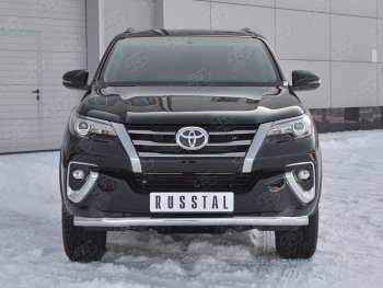 17 699 р. Защита переднего бампера (Ø63 мм, нержавейка) SLITKOFF  Toyota Fortuner  AN160 (2015-2020) дорестайлинг  с доставкой в г. Кемерово. Увеличить фотографию 1