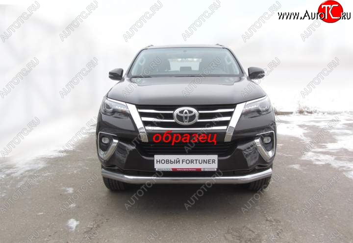 13 449 р. Защита переднего бампер Slitkoff  Toyota Fortuner  AN160 (2015-2020) дорестайлинг (Цвет: серебристый)  с доставкой в г. Кемерово