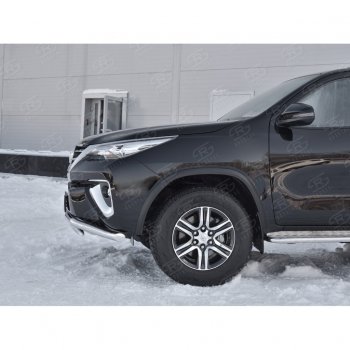 19 899 р. Защита переднего бампера (2 трубы Ø63 и 75х42 мм, нержавейка) Russtal Toyota Fortuner AN160 дорестайлинг (2015-2020)  с доставкой в г. Кемерово. Увеличить фотографию 4